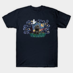 Adorable Black Shih Tzu in Starry Night (inspired by) T-Shirt